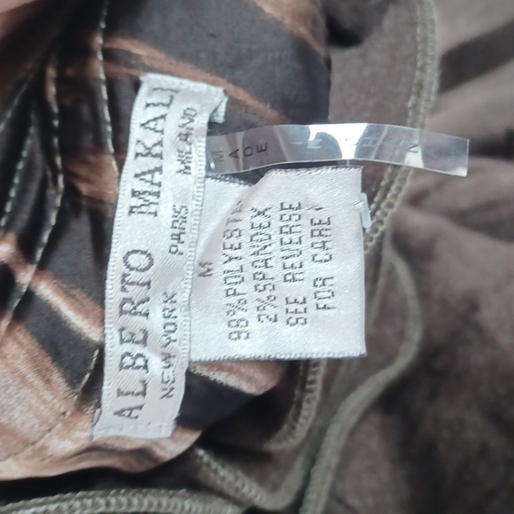 Vintage Alberto Makali Ruffle Collared Cardigan Sweater M, Khaki Green - Picture 5 of 6